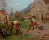 BLOCH Alexandre 1860-1919,Rekruten beim Waschen und Gemüse putzen am Morgen,1914,Zeller 2012-09-13