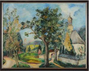 BLOCK Quast Adelaide von 1906-1984,Landschaft mit Kirche,Leipzig DE 2015-09-19