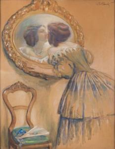 Blocki Wlodzimierz,In the front of the mirror ("Pocalunek", "Kiss"),1916,Desa Unicum 2018-02-22
