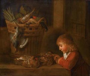 BLOEM Matheus,Boy near a basket of asparaguses and vegetables. 1,1648,Galerie Koller 2005-09-19