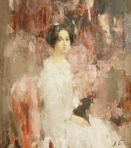 BLOKHIN Nikolai 1968,Portrait of a Lady with Dog,Clars Auction Gallery US 2019-06-16