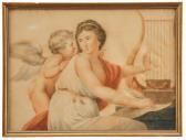 BLOM David Wilhelm 1795-1864,Harpspelande kvinna med putti,1818,Uppsala Auction SE 2022-01-18