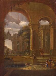 BLOM Jan 1622-1685,Giardino di una villa italiana con figure presso l,Minerva Auctions IT 2014-05-27