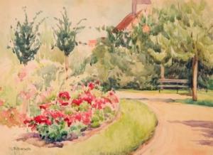 BLOMBERG MROZOWSKA Maria 1883-1956,View on a garden in the front of house,Desa Unicum PL 2018-09-20