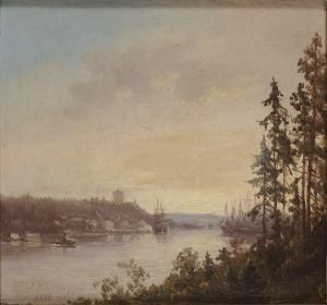 BLOMBERGSSON Albert 1810-1875,Inloppet vid Stugsund, Söderhamn,1868,Lilla Bukowskis SE 2009-12-14