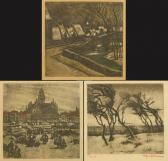 BLOMME Alfons 1889-1979,Deux vues de villes et un paysage,Campo & Campo BE 2019-11-16