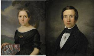 BLOMMER Nils Johan Olson 1816-1853,Porträtt av Lovisa Charlotta Pett,1842,Stockholms Auktionsverket 2014-12-02
