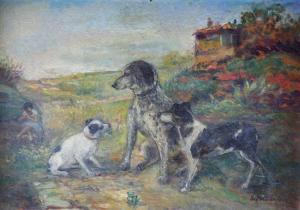 BLONDEAU Gaston 1886-1979,Trois chiens,Saint Germain en Laye encheres-F. Laurent FR 2020-06-10