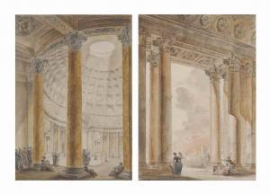 BLONDEL Georges François 1730-1791,Intérieur du Panthéon à Rome ; et Vue intérieure,1730,Christie's 2017-03-22