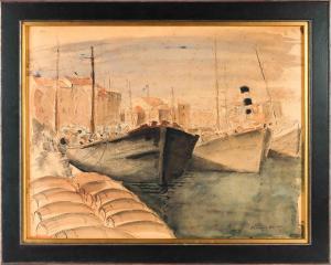 BLOOMFIELD Harry 1883-1941,Le port en Mediterranée,Cannes encheres, Appay-Debussy FR 2023-12-15