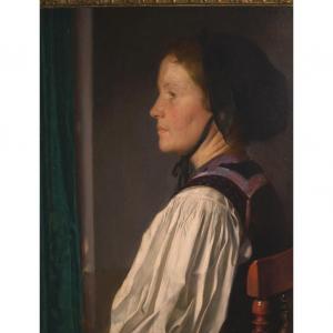 BLOS Carl 1860-1941,Portrait of a Young Woman in a Dark Blue Bonnet,1926,William Doyle US 2010-06-09