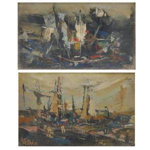 BLUM Motke 1925,an abstract ships scene,Kodner Galleries US 2017-04-19