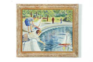 BLUMENTHAL H,Boys at a boat pond,1947,Garth's US 2015-07-24