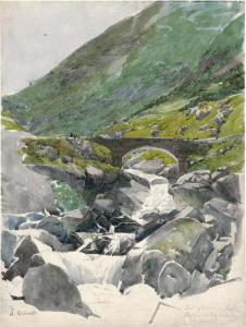BLUNCK August 1858-1946,Sommerliche Berglandschaft mit steinerner Brücke,Galerie Bassenge 2018-11-30