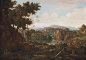 BLUTEAU Augustin 1793-1806,An extensive Italianate river landscape, with a wa,Christie's 2013-04-11