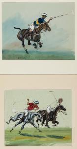 BOARD John 1895-1965,two polo players & ponies in match action,Graham Budd GB 2019-07-15