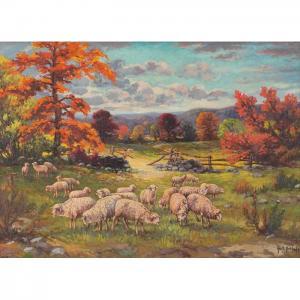 BOBHOLZ George Frank 1904-1957,Sheep at Pasture,1935,Treadway US 2010-03-07