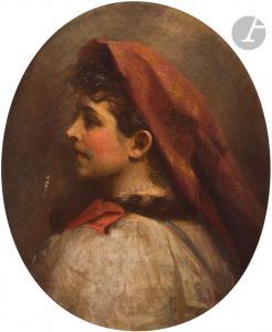 BOBROV Viktor Alexejewitsch 1842-1918,Jeune femme de profil, en buste,1872,Ader FR 2023-05-16