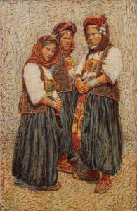 BOCARIÉ Spiro 1878-1941,Trois femmes en costume traditionnel,Brussels Art Auction BE 2020-02-04