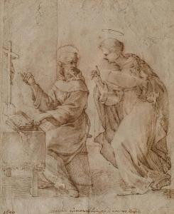 BOCCANERA Giacinto 1666-1746,two sainted monks disputing, one seated at a table,Bonhams 2004-07-07