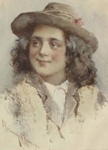 BOCCHECIAMPE Vikentios 1856-1933,Study of an Italian boy wearing a hat,1890,Christie's GB 2012-10-23