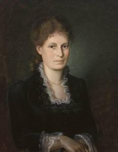 BOCH Adolf 1853-1919,Portrait einer jungen Frau im schwarzen Kleid mit ,1884,Zeller DE 2007-12-06