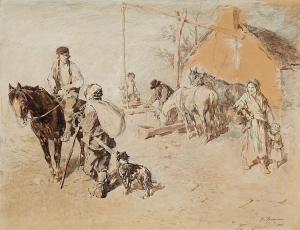 BOCHMANN von Gregor Jnr 1878-1914,A Horse Drinking,1914,Lempertz DE 2017-05-20