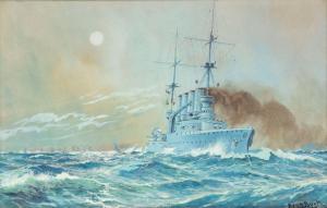 BOCK Adolf 1890-1968,Kriegsschiff,1914,Kastern DE 2021-11-12