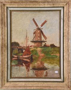 BODART Henry 1874-1940,Paysage avec moulin à vent,Rops BE 2019-01-20