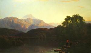 BODDINGTON Henry John,A mountainous landscape at sunset with a figure by,Bonhams 2010-12-19