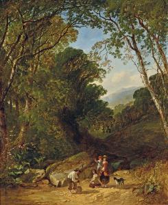 BODDINGTON Henry John 1811-1865,A Wooded Landscape with Children Filling a ,1848,Menzies Art Brands 2023-03-29