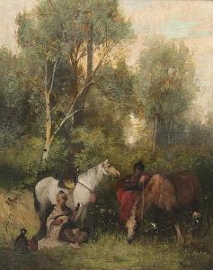 BODENMULLER Alphons,Rast beim Ritt durch den Wald,1864,Jeschke-Greve-Hauff-Van Vliet DE 2017-03-31