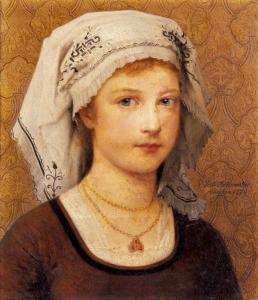 Bodenmuller Friederich,« Portrait de jeune fille au foulard ».,1879,Audap-Mirabaud 2012-12-17