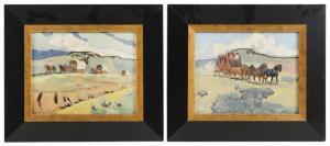 BODILY Sheryl 1900-1900,Two Western scenes, one with covered wagons and th,Eldred's US 2021-12-02