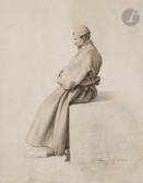 BODINIER Guillaume 1795-1872,Homme en robe de chambre assis de côté,1839,Ader FR 2019-11-08