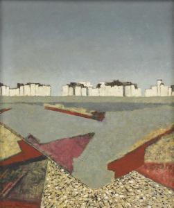 BODLEY Josselin Réginald B. 1893-1975,Harbour landscape,1957,Sworders GB 2021-04-25