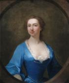 BODMER Charles,Portrait of a lady, half length wearing blue,1745,Woolley & Wallis 2009-03-25