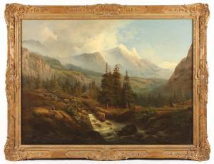 BOECK Johann Friedrich 1811-1873,Alpenlandschaft mit Gebirgsbach,Von Zengen DE 2019-03-15
