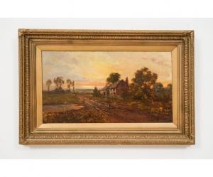 BOEL John Henry 1889-1920,sunset landscape with figure and cottage,Wiederseim US 2022-04-29