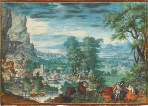 BOELS Frans 1555-1596,Panoramic landscape with Meleager presenting the h,1587,Sotheby's 2024-01-31