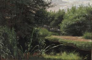 BOESEN Johannes 1847-1916,A view from the bank of a stream,Bruun Rasmussen DK 2024-01-22
