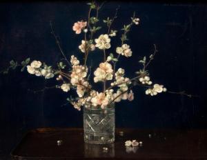 BOGAERTS Jan 1878-1962,A still life with pink blossoms in a crystal glass,1943,Venduehuis 2023-05-24
