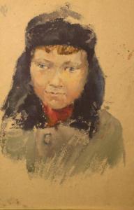 BOGATOV Nikolai Alekseevich,'A Boy' - Portrait of a young boy wearing a ushank,Dickins 2008-06-14