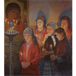 BOGDANOV BELSKY Nikolai Petrovich 1868-1945,IN THE CHURCH,1932,Sotheby's GB 2009-11-30