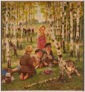 BOGDANOV BELSKY Nikolai Petrovich 1868-1945,Kinder am Lagerfeuer,1882,Dobritz DE 2017-11-11