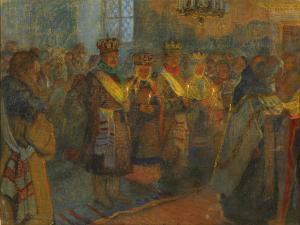 BOGDANOV BELSKY Nikolai Petrovich 1868-1945,Peasant Wedding,Heritage US 2008-06-04