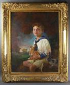 BOGDANOV BELSKY Nikolai Petrovich 1868-1945,Young boy with rabbits,Kaminski & Co. US 2019-09-22