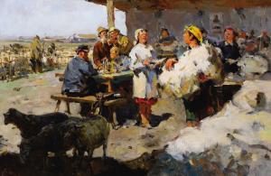 bogdanov valentin 1919-1985,Sheep Shearing,1953,Heritage US 2008-11-14