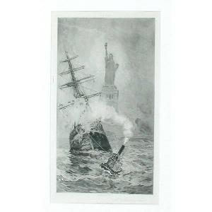 BOGGS FRANK 1855-1926,Ship Print, A January Tow,1926,San Rafael Auction US 2007-10-20