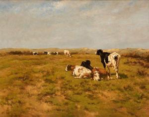 BOGMAN Hermanus Charles 1861-1921,Vaches derrière les dunes,1897,Horta BE 2021-06-21